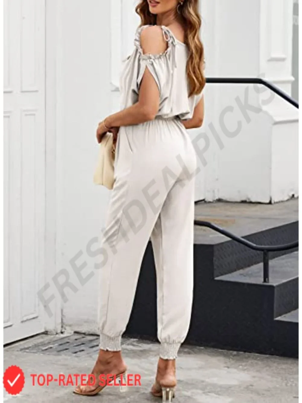Womens Dressy Casual Jumpsuit Romper Cold Shoulder Summer One Piece